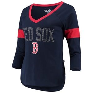 Boston Red Sox Touch by Alyssa Milano Women's 3/4-Sleeve V-Neck Shirt